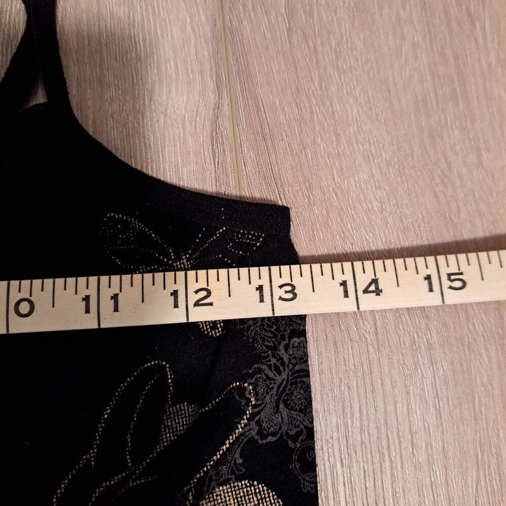 Delta Tank Top Black Minnie Mouse‎ Gold Sparkle Social Butterfly Stretch Shirt S - Picture 10 of 10